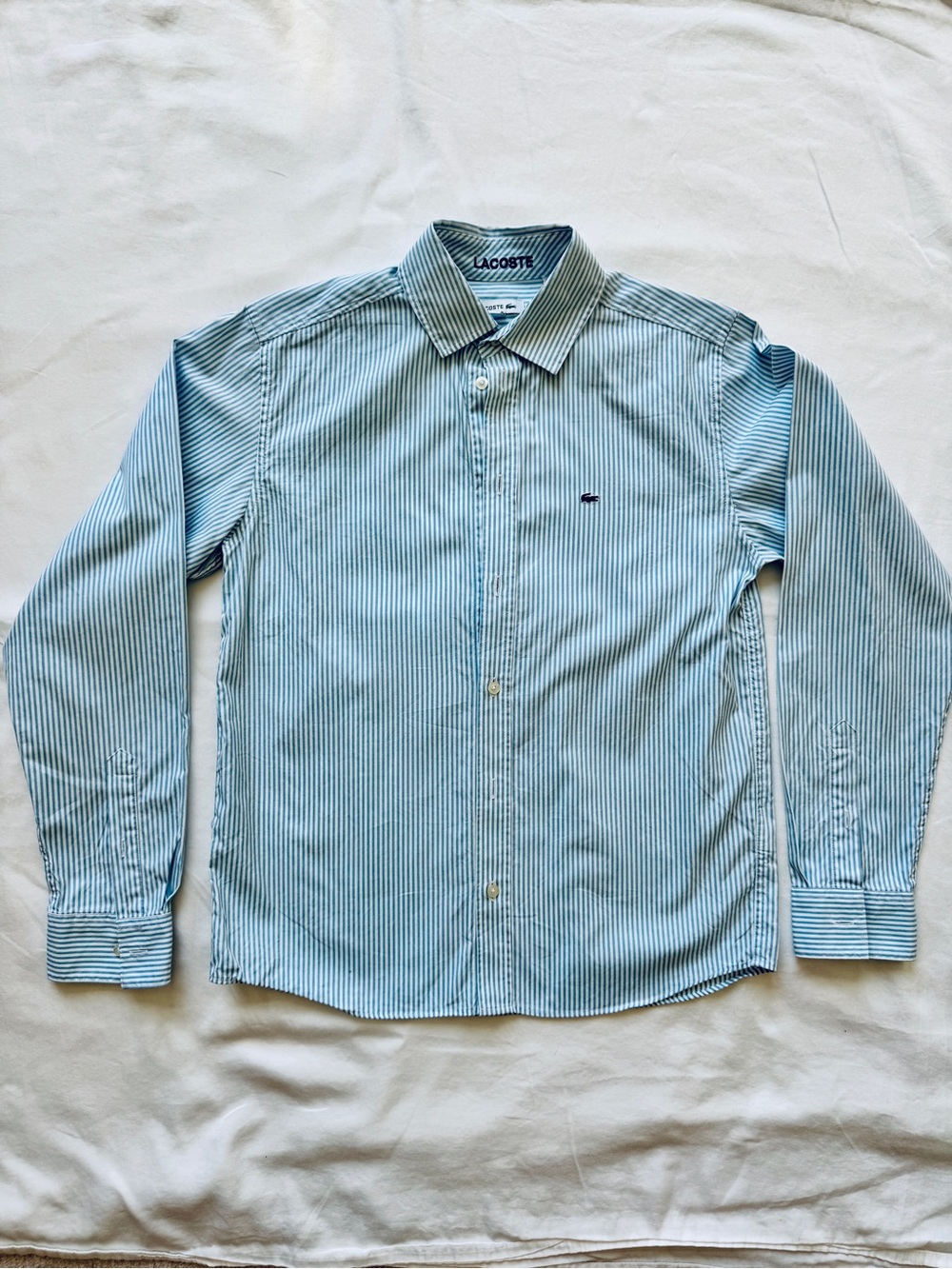 Lacoste Teen Light Blue Stripe Button-Down Shirt